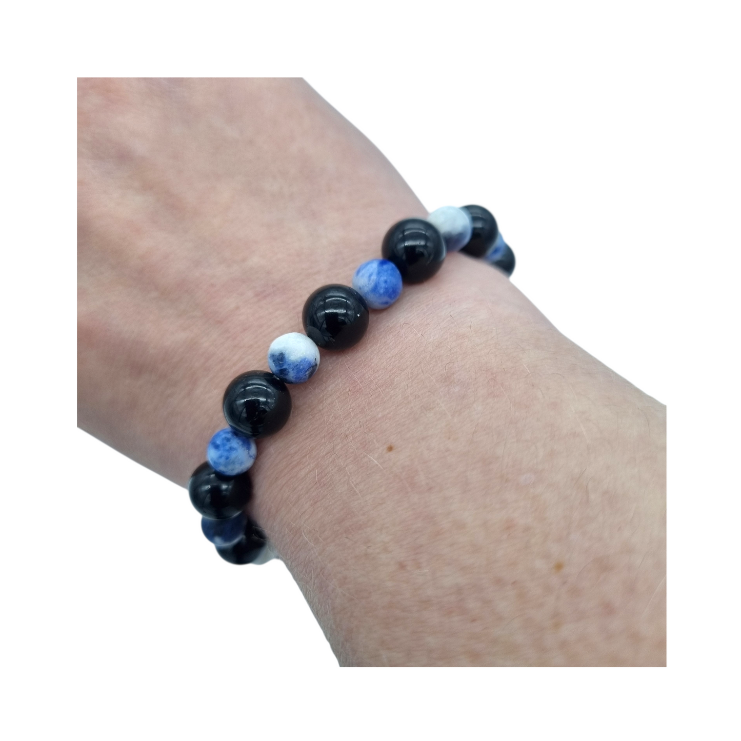 Armband schwarzer Turmalin/Sodalith gefrostet