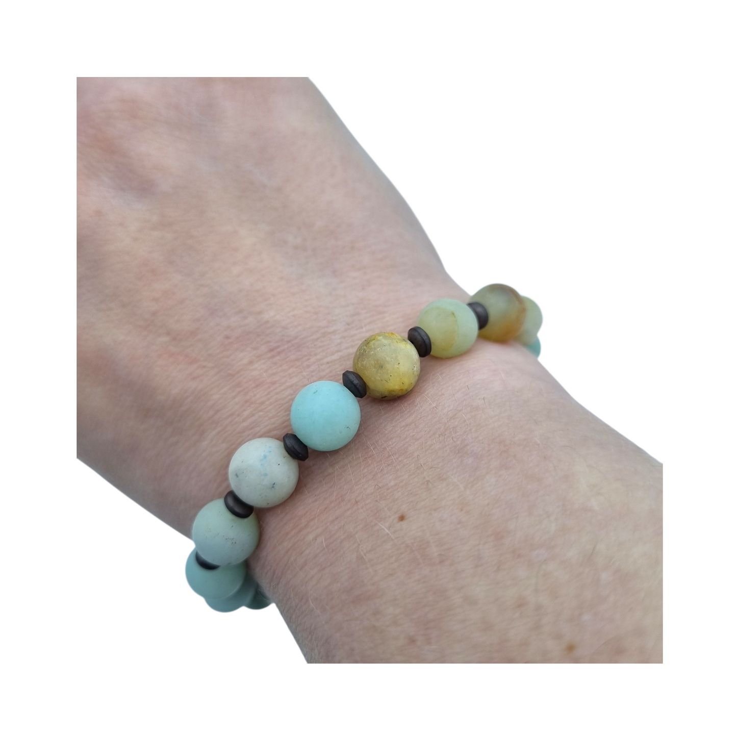 Armband Amazonit bunt/Hämatin braun