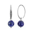 Ohrhänger Lapis Lazuli, Kugeln (9,5mm), 3,3cm, platiniert