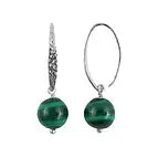 Ohrhänger Malachit, Kugeln (10mm), 3,4cm, platiniert