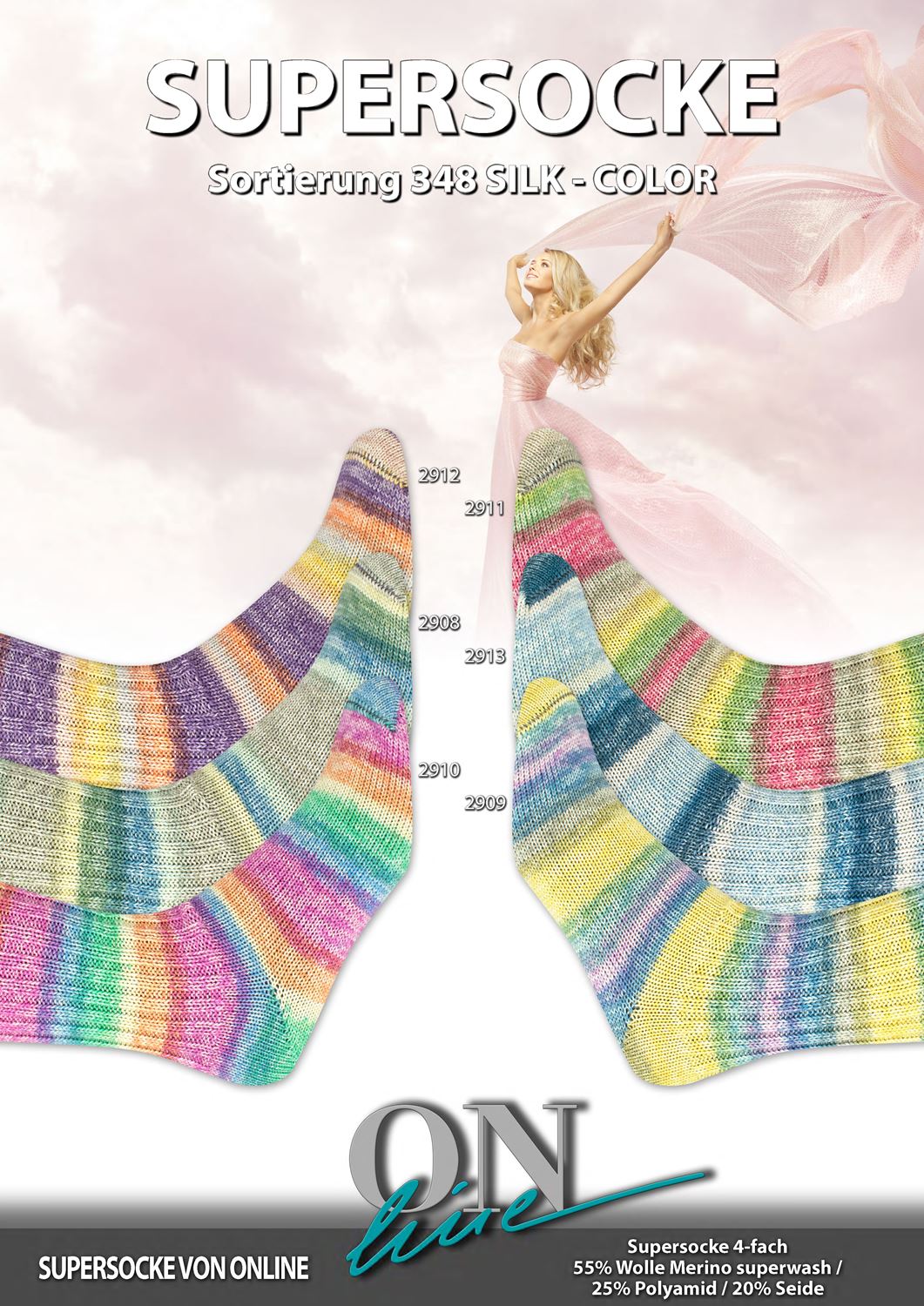 Sockenwolle Supersocke Silk Sortierung 348 von Online
