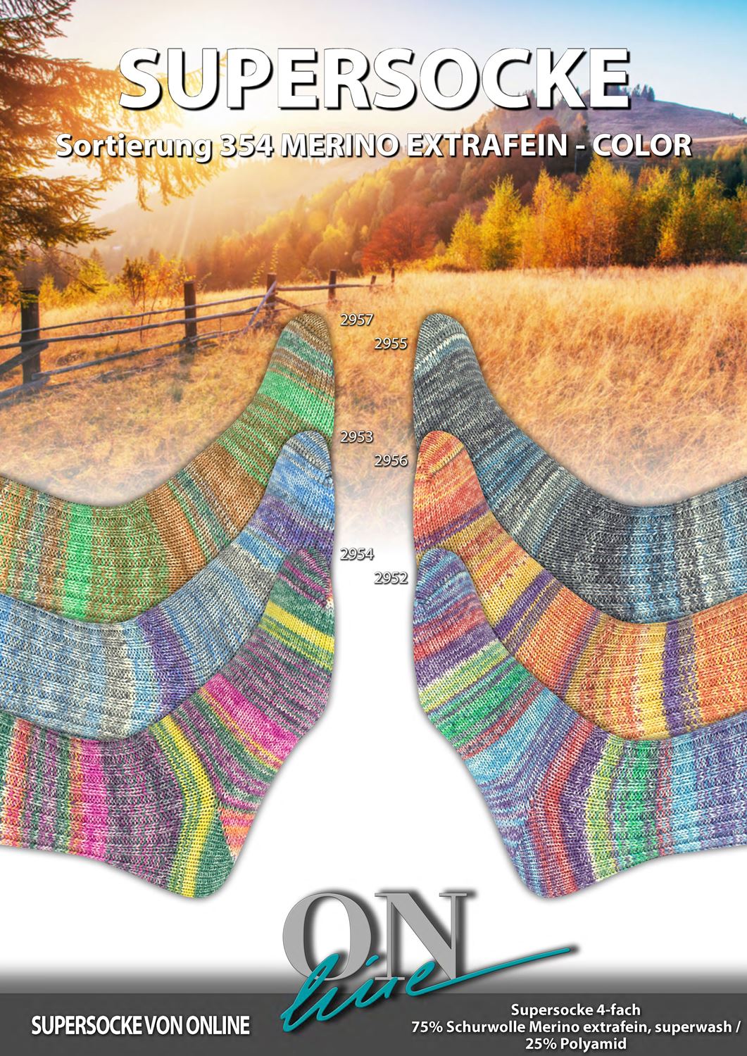 Sockenwolle Merino Extrafein Color Sortierung 354 von Online