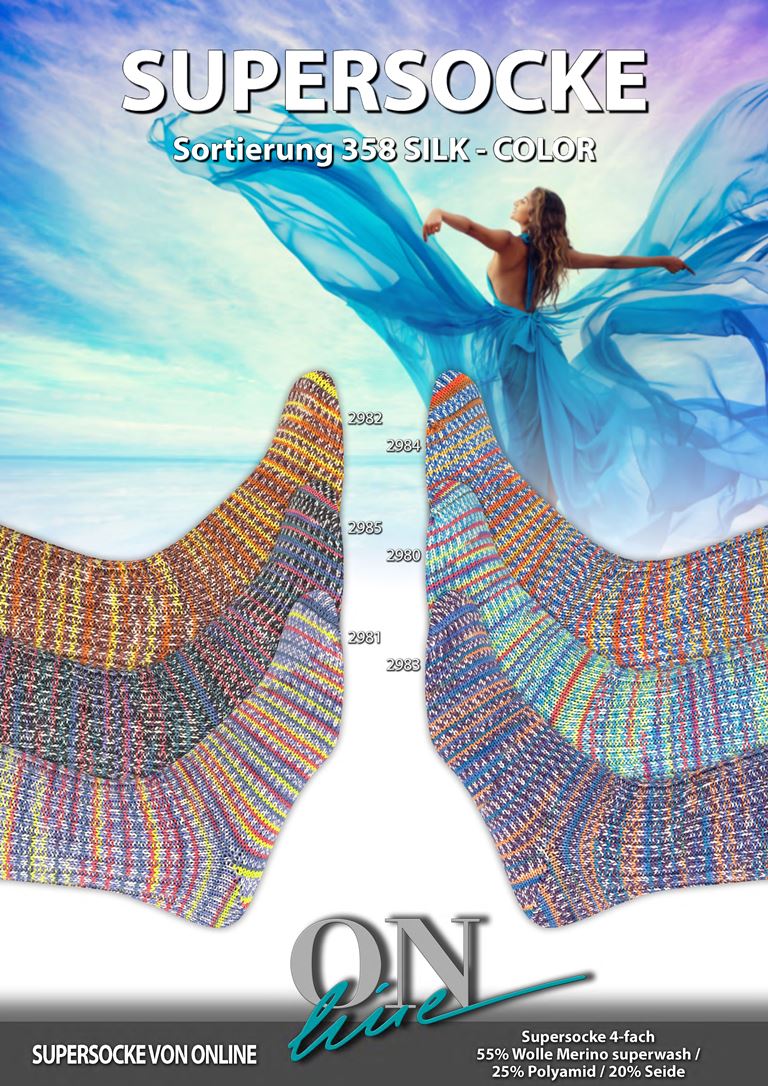 Sockenwolle Supersocke Silk Sortierung 358 von Online