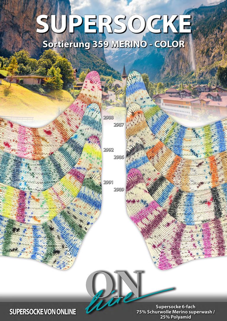 Sockenwolle 6-fach Merino Color Sort. 359 von Online