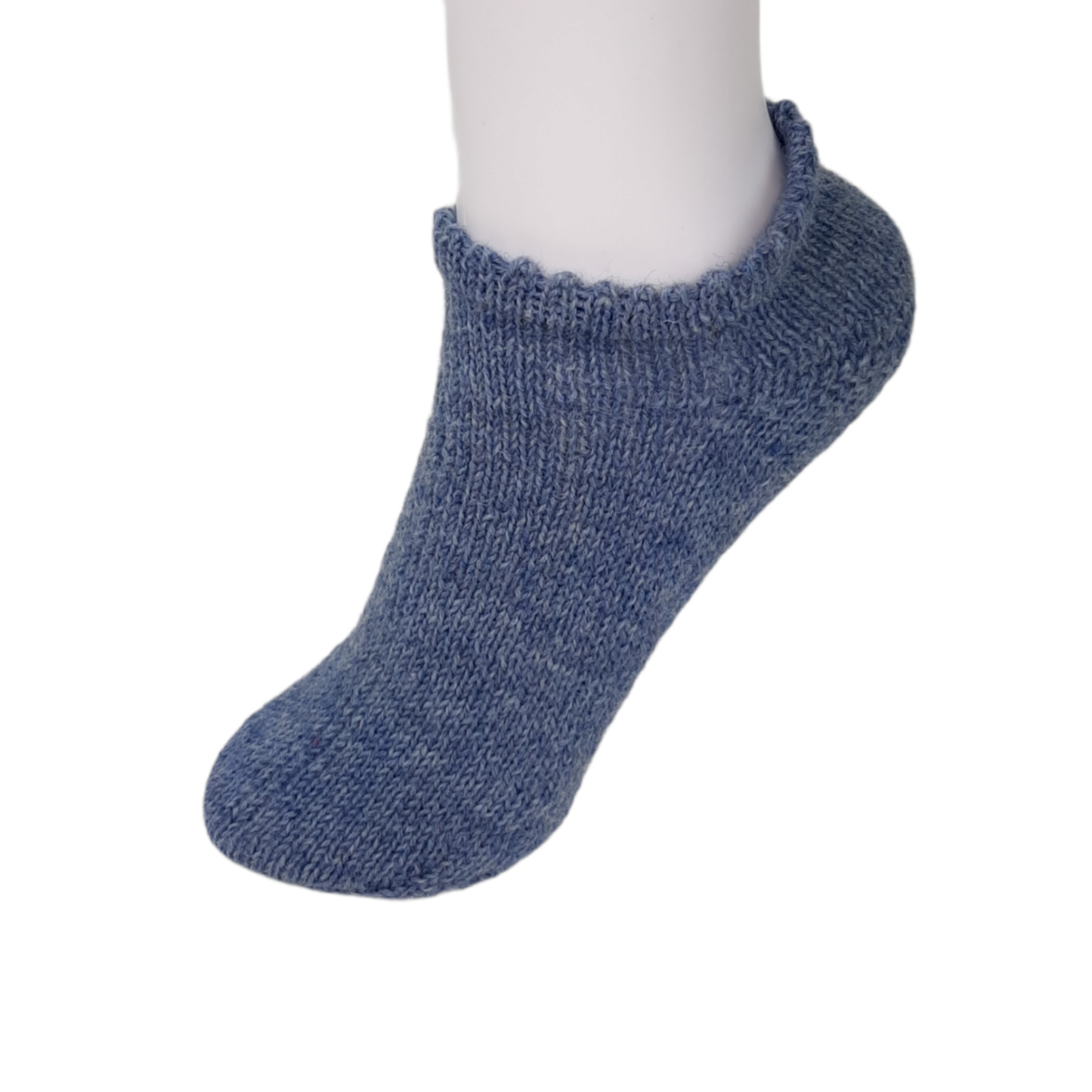 Handgestrickte Sneakersocken jeansblau meliert