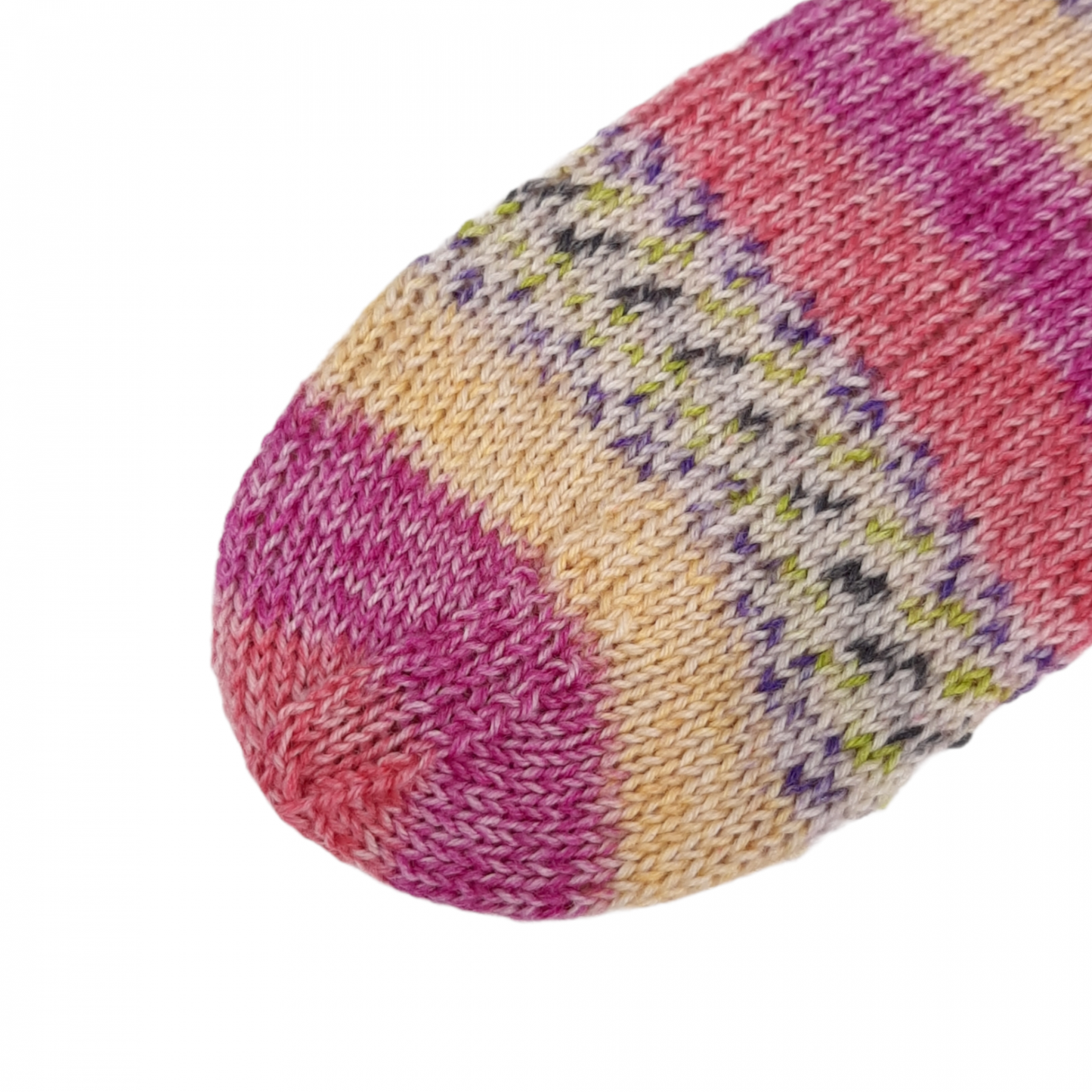 Handgestrickte Sneakersocken Tencel orange-pink-gelb-hellgrün