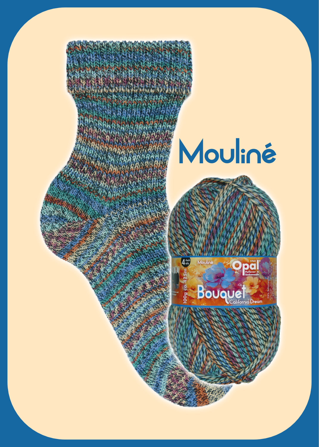 Sockenwolle Bouquet Mouliné 4-fach von Opal