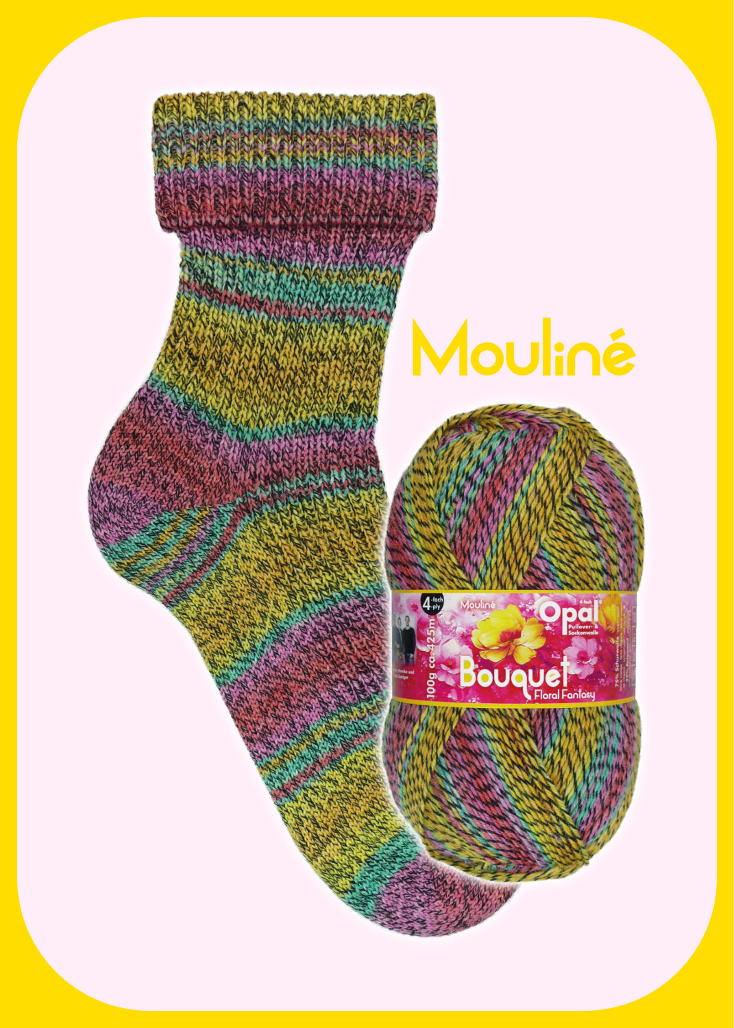Sockenwolle Bouquet Mouliné 4-fach von Opal