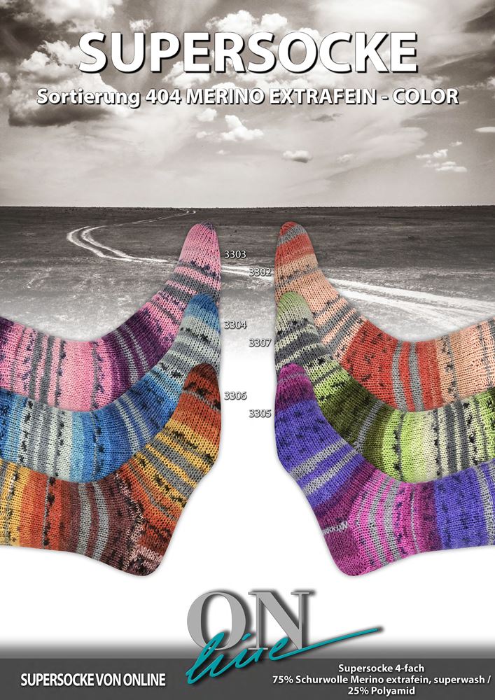 Sockenwolle Supersocke Merino Extrafein Color Sort. 404 von Online