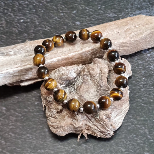 Tigerauge Edelsteinarmband 8,4 mm – Mut & Stärke