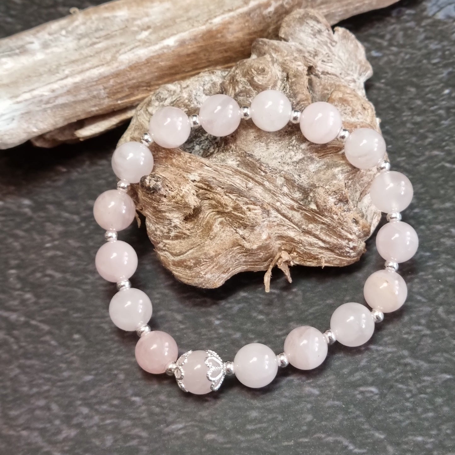 Rosenquarz Edelsteinarmband 8,5 mm – Liebe & Harmonie