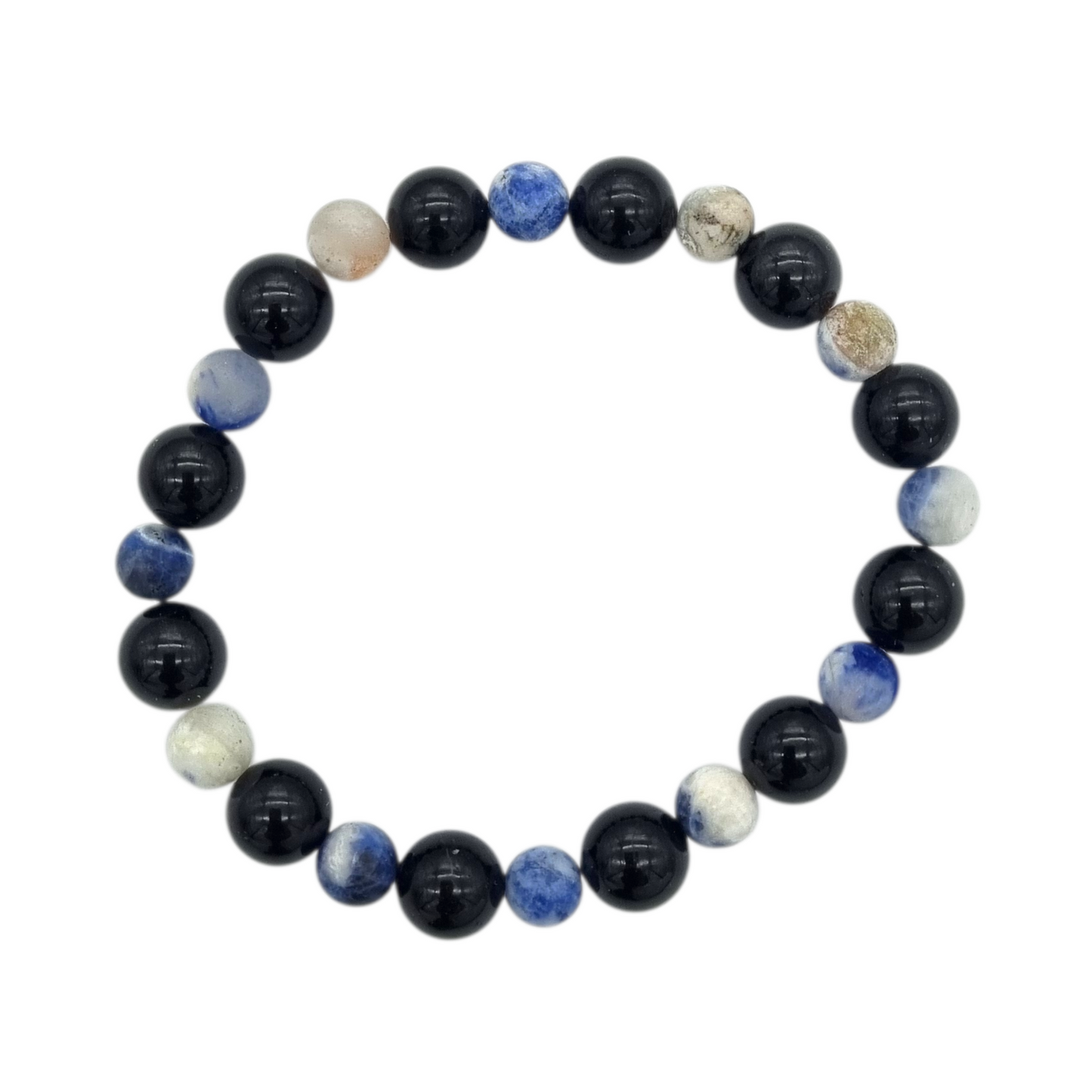 Armband schwarzer Turmalin/Sodalith gefrostet