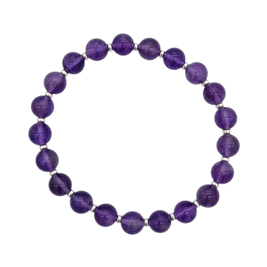 Armband Amethyst mit 925 Silberperlen Ruhe & Ausgleich