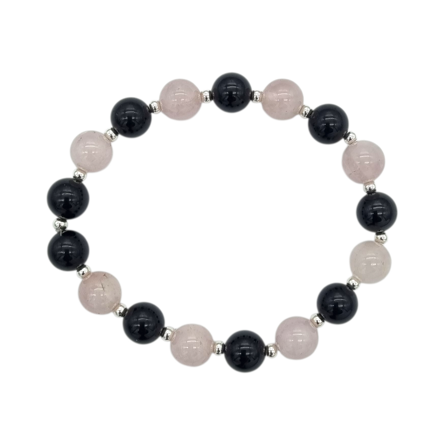 Turmalin & Rosenquarz Edelsteinarmband 8,5 mm – Schutz & Liebe
