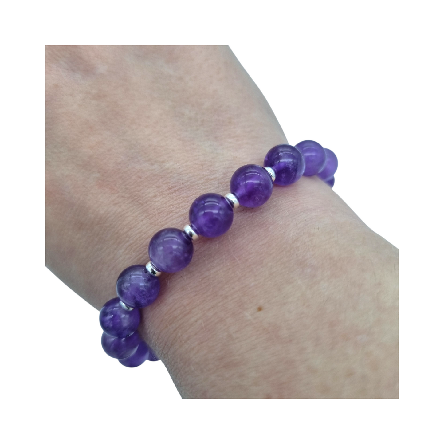 Armband Amethyst mit 925 Silberperlen Ruhe & Ausgleich