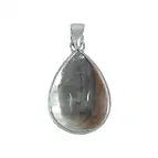 Anhänger Perlmutt (dunkel) Tropfen (28 x 15mm), 3,6cm, rhodiniert
