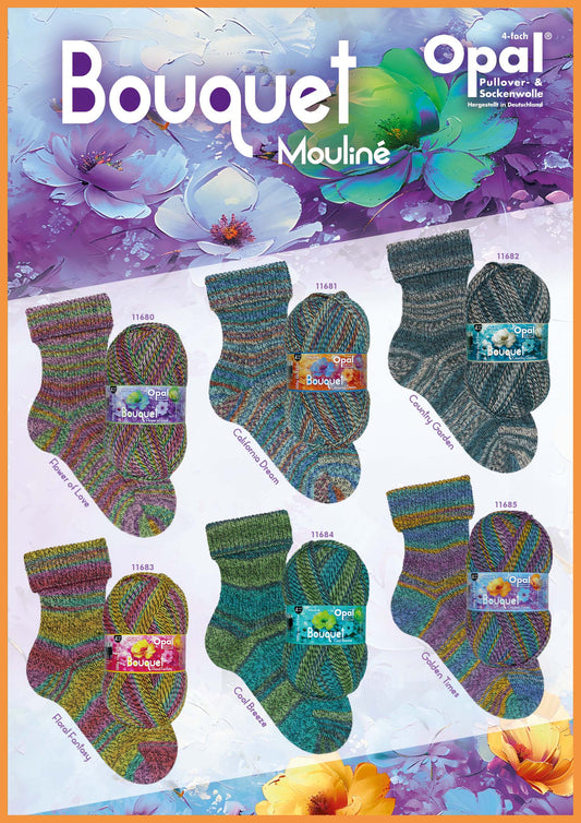 Sockenwolle Bouquet Mouliné 4-fach von Opal