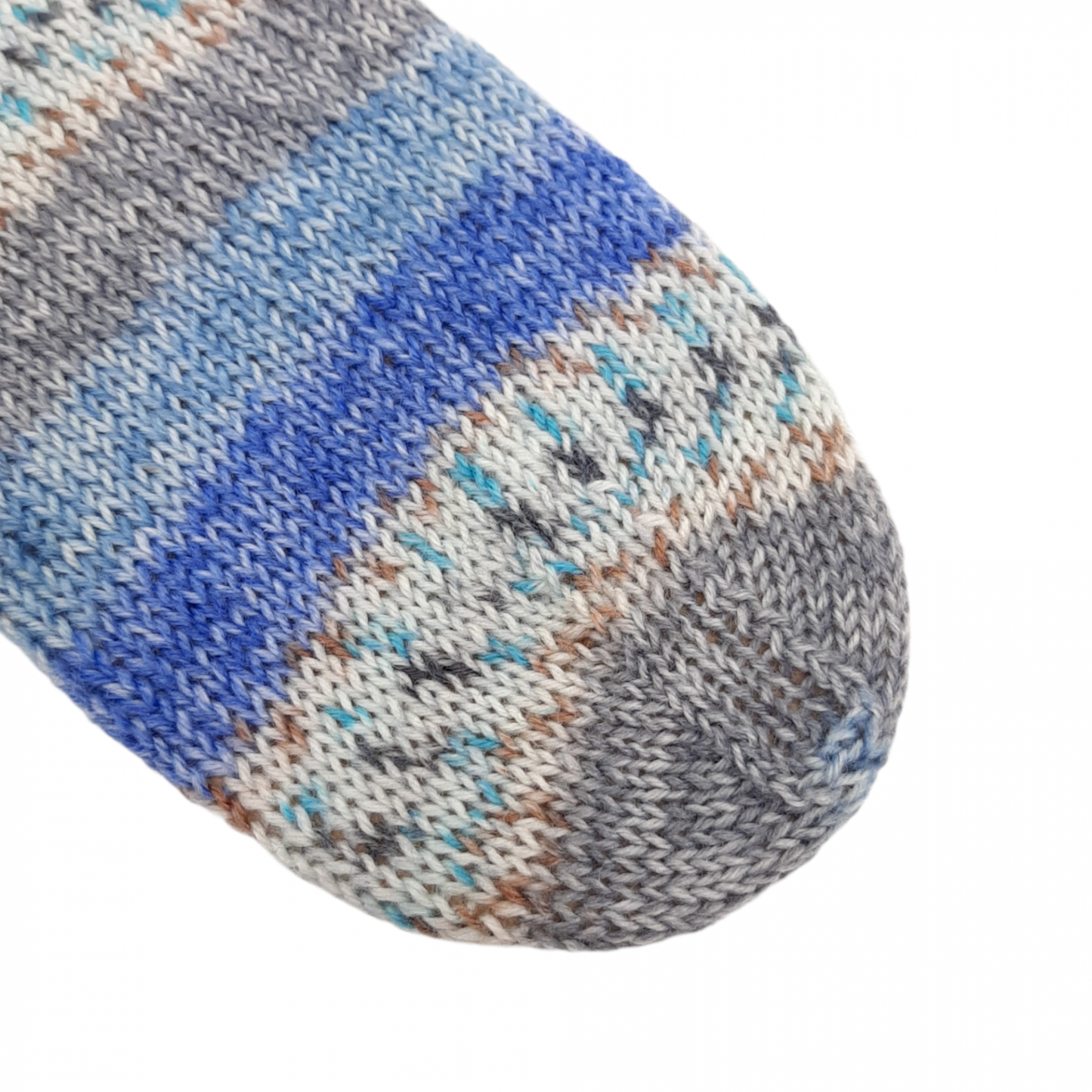 Handgestrickte Sneakersocken Tencel grau-hellblau-royal-türkis